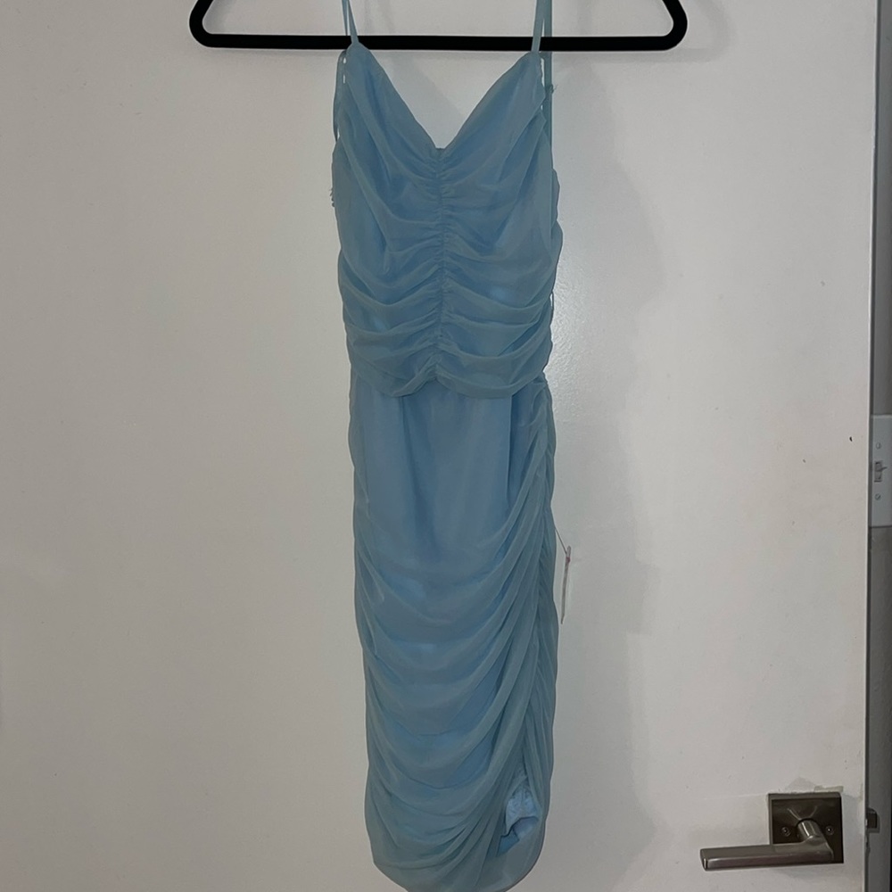 Size SMALL pastel blue backless dress